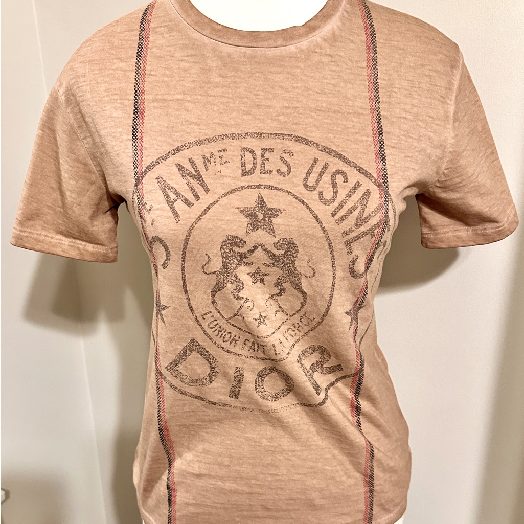 Dior Nwt T-Shirt Linen/Cotton Pink Beige T-Shirt Sz:Xs Retail $820